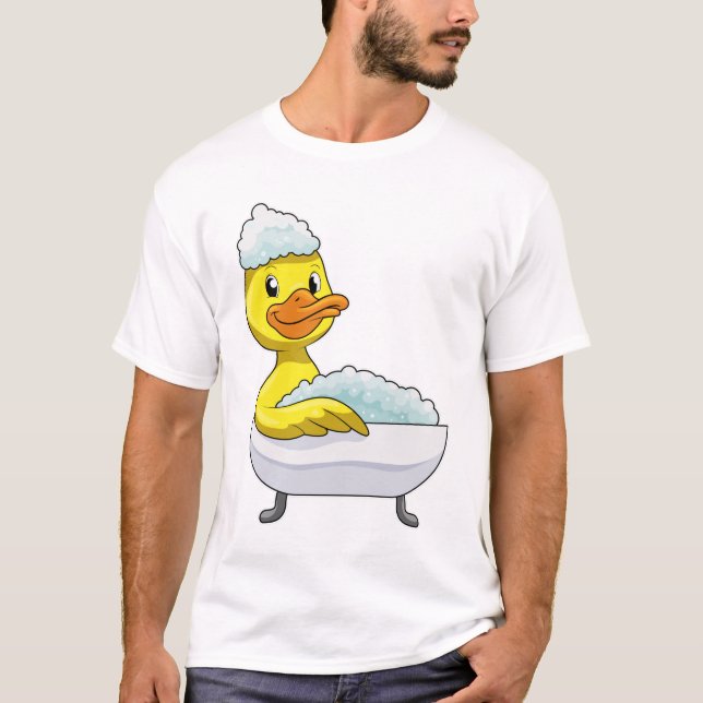 Camiseta Pato no banho com banheira e espuma (Frente)