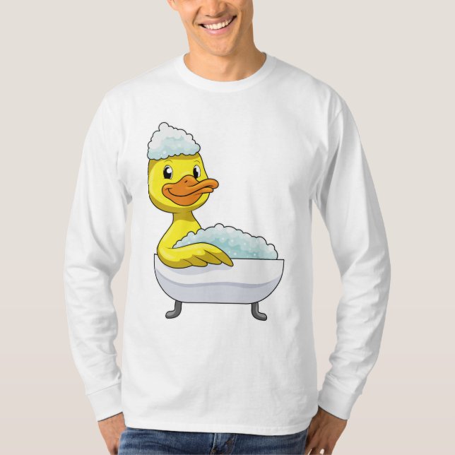 Camiseta Pato no banho com banheira e espuma (Frente)