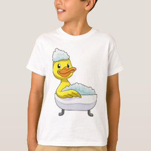 Camiseta Pato no banho com banheira e espuma