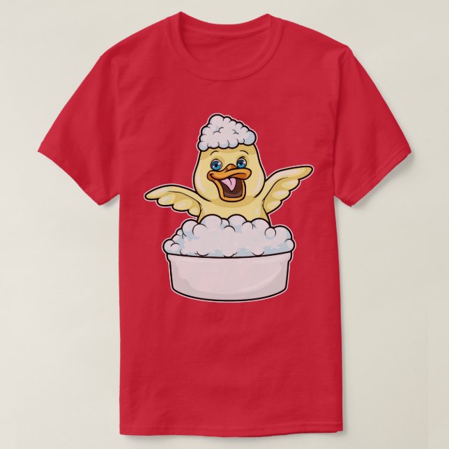Camiseta Pato no banho na banheira com espuma (Frente do Design)