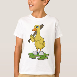 Camiseta Pato no Baseball com bastão de beisebol
