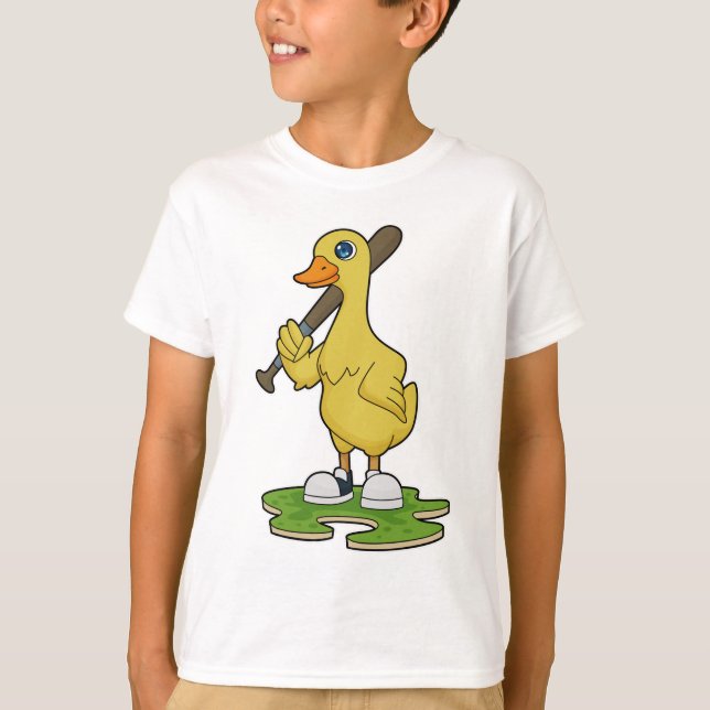Camiseta Pato no Baseball com bastão de beisebol (Frente)