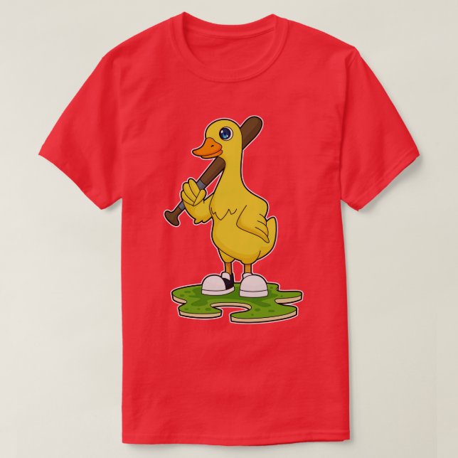 Camiseta Pato no Baseball com bastão de beisebol (Frente do Design)
