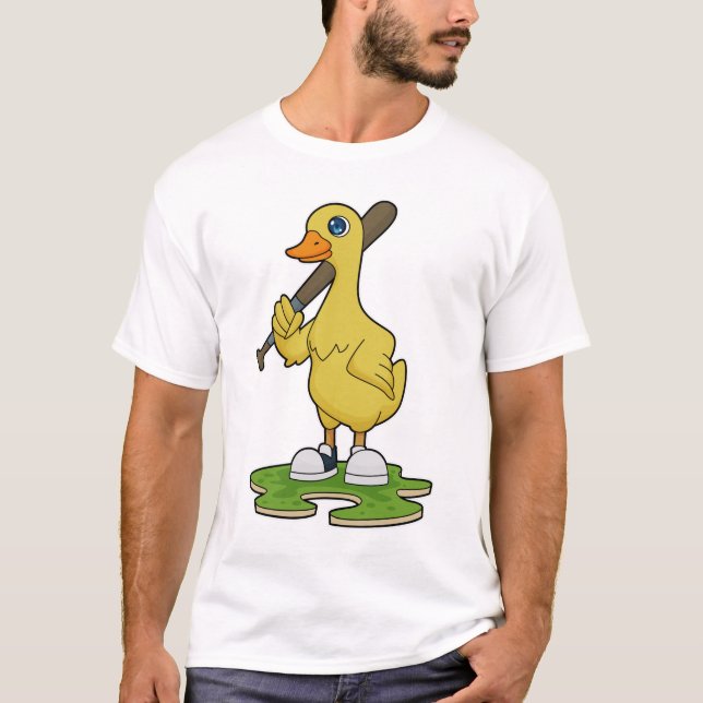 Camiseta Pato no Baseball com bastão de beisebol (Frente)