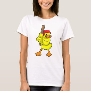 Camiseta Pato no Baseball com bastão e Boné de beisebol