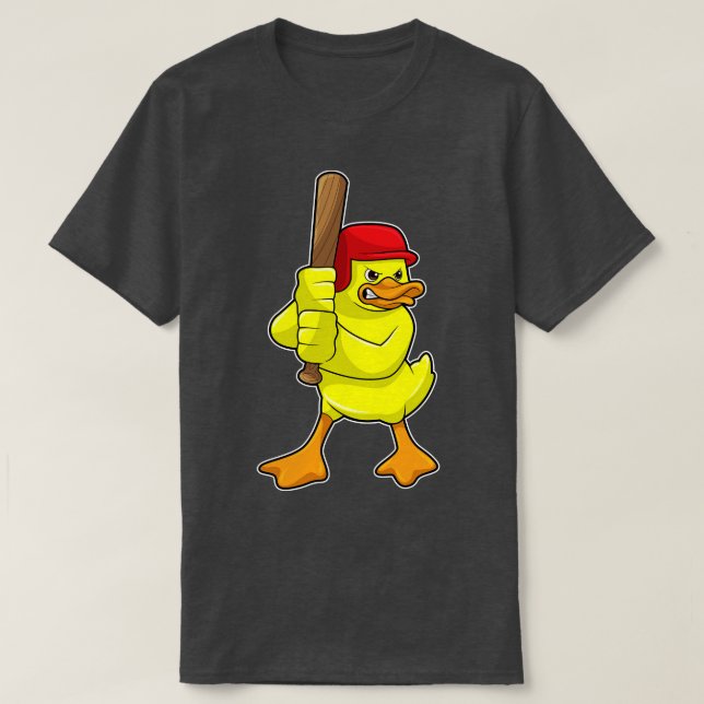 Camiseta Pato no Baseball com Boné de bastão de beisebol (Frente do Design)