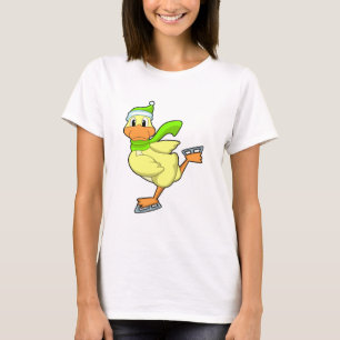 Camiseta Pato no gelo patinando com skates de gelo