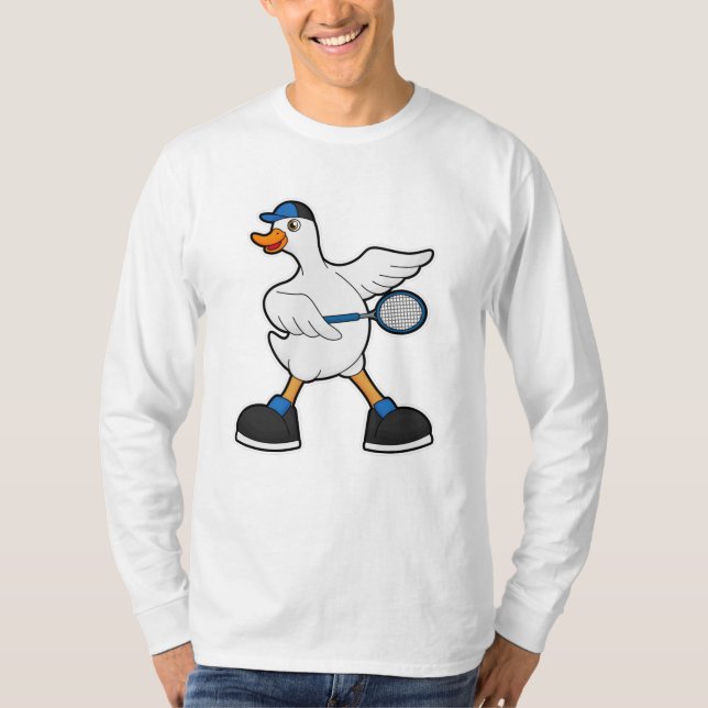 Camiseta Pato no Tênis com Tênis raquete e Boné (Frente)