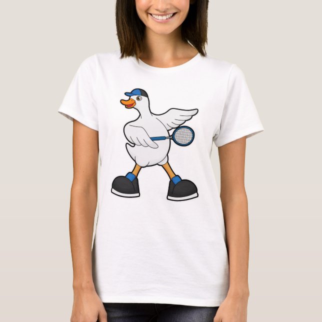 Camiseta Pato no Tênis com Tênis raquete e Boné (Frente)