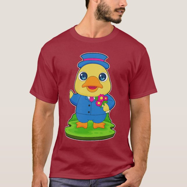 Camiseta Pato Noivo Ramalhete de flores Casamento (Frente)