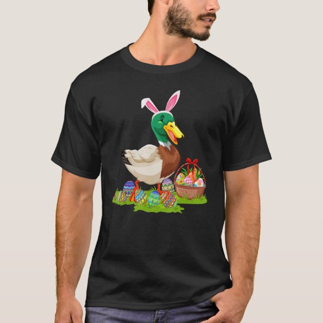Camiseta Pato Páscoa Ovo Caçando Páscoa de pássaro coelho (Frente)