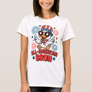 Camiseta Pato Patriótico Americano Bruh 4 de Julho