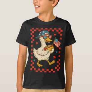 Camiseta Pato Patriótico Com Cachorro Quente E Bandeira Eng