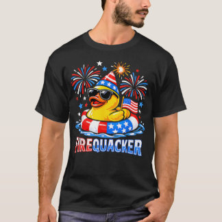 Camiseta Pato Patriótico Engraçado do Dia 4 de Julho Firequ