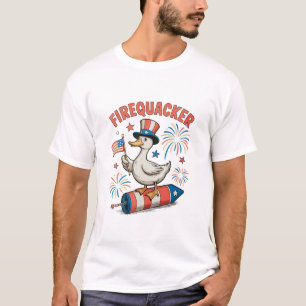 Camiseta Pato Patriótico Firequacker 4 de Julho 250º