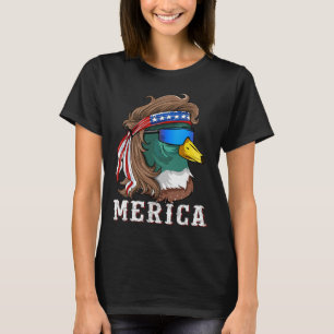 Camiseta Pato Patriótico Mallard Caçando Aves Aquáticas Ame