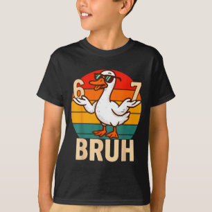 Camiseta Pato Retro Engraçado Bruh 6 7 Meme Crianças Adoles
