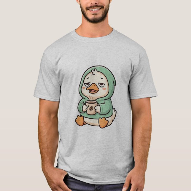 Camiseta Pato Sonolento Amante de Café (Frente)
