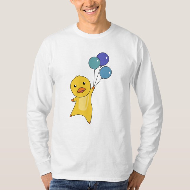 Camiseta Pato Voa Com Balões Animais Doce Para (Frente)
