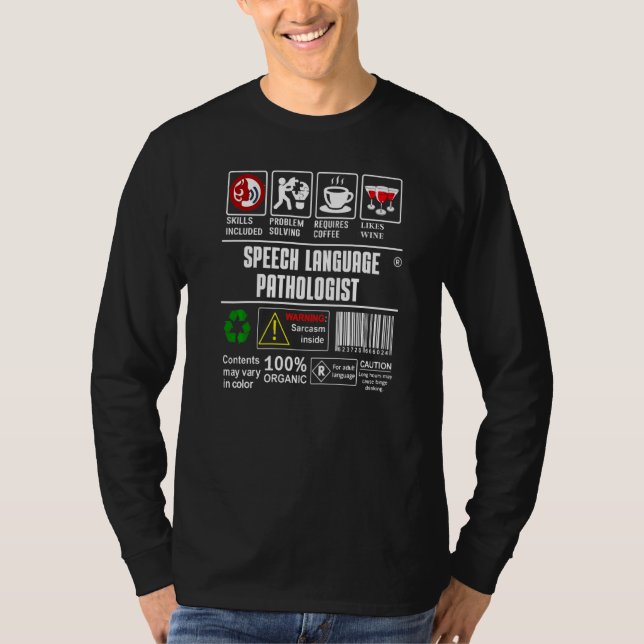 Camiseta Patologista da Fala e Linguagem Embalagem e Manuse (Frente)