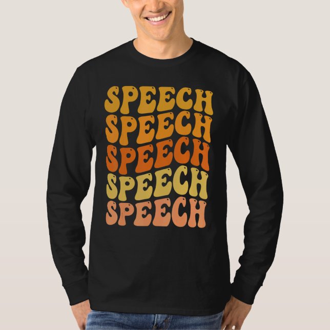 Camiseta Patologista da Linguagem e da Fala Groovy Rainbow  (Frente)