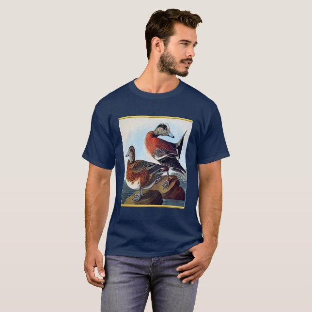 Camiseta Patos do Widgeon americano em uma rocha (Frente Completa)