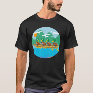 Camiseta Patos Engraçados Em Um Barco De Fileira | Remo Leg