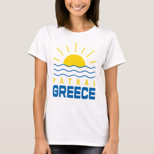 Camiseta Patras Grécia Sol e Ondas Marítimas Mulheres