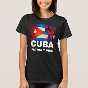 Camiseta Pátria E Vida Cuba Bandeira Cuba Punho Cuba Livre