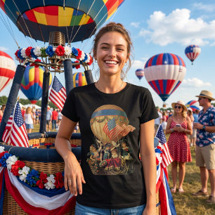 Camiseta Pátria Vintage, Crianças em um Balão de Ar Quente