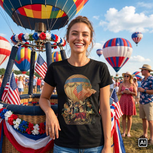 Camiseta Pátria Vintage, Crianças em um Balão de Ar Quente