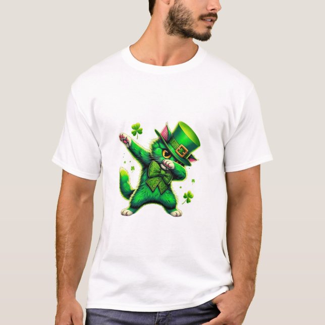 Camiseta Patrick Day Dabbing Cat (Frente)