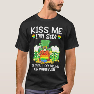 Camiseta Patrick LGBT Beija-me Sou Gay, Irlandês, Bebado ou
