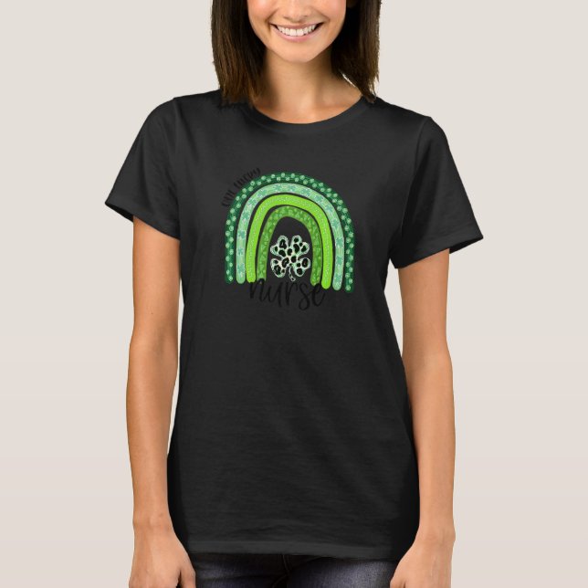Camiseta Patrick S Day Boho Rainbow Leop (Frente)