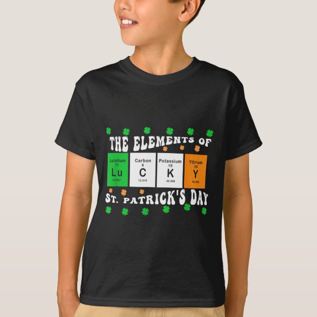 Camiseta Patricks Day Funny Elements Of Lucky Periodic Tabl (Frente)