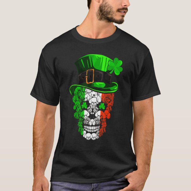 Camiseta Patricks Day Poodle Dog Skull Shamrock (Frente)