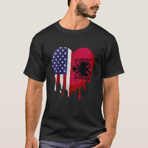 Camiseta Patrimônio Albanês Americano Mês Albânia Bandeira