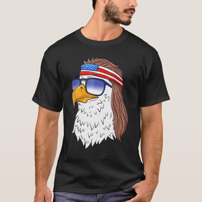 Camiseta Patrimônio Americano Bald Eagle Mullet 4 De Julho  (Frente)