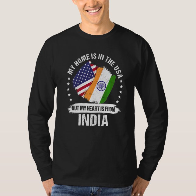 Camiseta Patrimônio Americano Índia Bandeira Raízes Indiana (Frente)