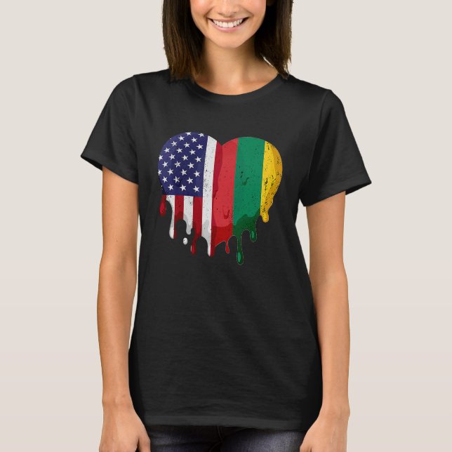 Camiseta Patrimônio Americano lituano Mês Lituânia Bandeira (Frente)