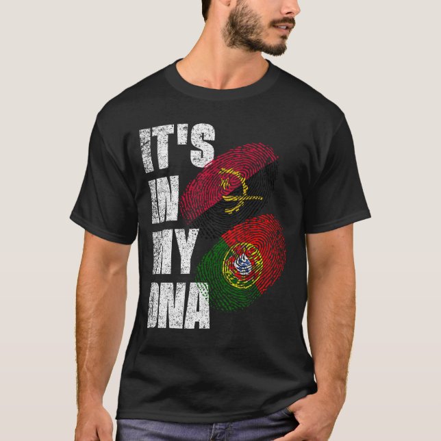 Camiseta Patrimônio Angolano E Português Misturador De DNA (Frente)