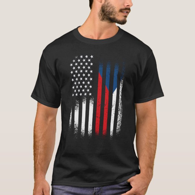 Camiseta Patrimônio Checo Americano Mês Patriota Checo Cres (Frente)