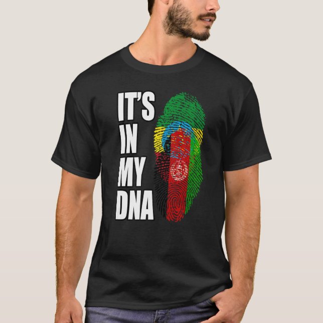 Camiseta Patrimônio Da Bandeira Do Dna Mix, Afegão E Etíope (Frente)