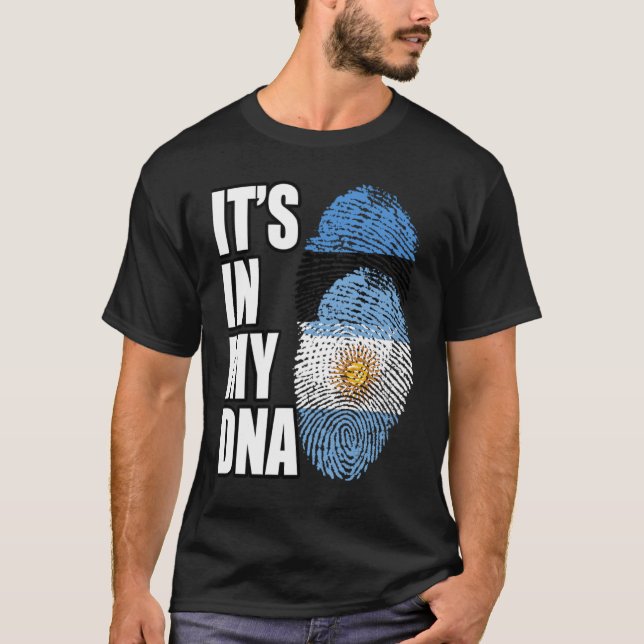 Camiseta Patrimônio Da Bandeira Do DNA Mix Da Argentina E D (Frente)