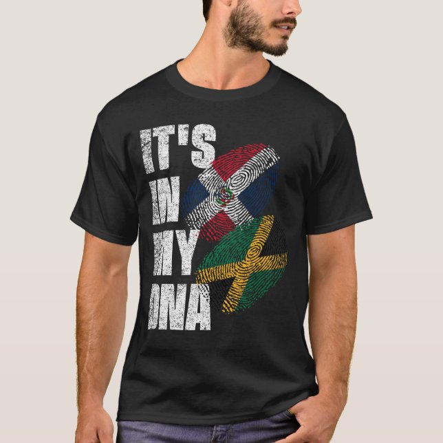 Camiseta Patrimônio Da Bandeira Do DNA Mix Jamaicano E Domi (Frente)