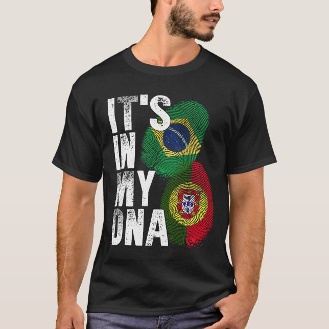 Camiseta Patrimônio Da Herança Do DNA Mix Português E Brasi (Frente)
