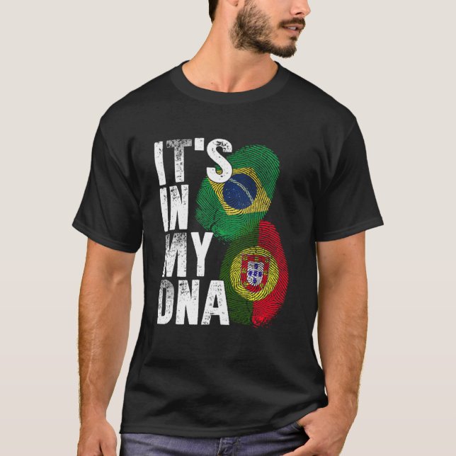 Camiseta Patrimônio Da Herança Do DNA Mix Português E Brasi (Frente)