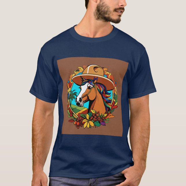 Camiseta Patrimônio do Café Colombiano: Design de Cartoon C (Frente)