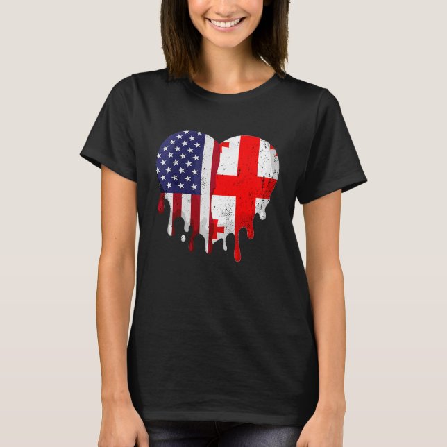 Camiseta Patrimônio Georgiano Americano Mês de Bandeira da  (Frente)