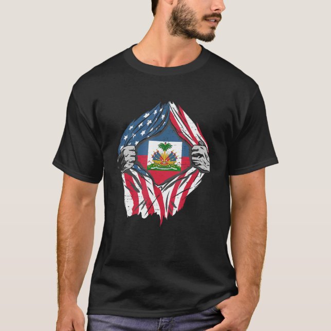 Camiseta Patrimônio Haitiano Orgulhoso Por Uma Bandeira Ame (Frente)